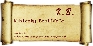 Kubiczky Bonifác névjegykártya